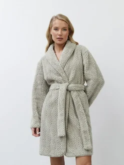 Aruelle Ela Luxury Mid Length Chevron Design Cream Robe Discount