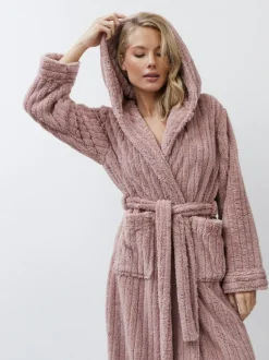 Aruelle Martha Pink Luxury Ribbed Mid-Length Dressing Gown Discount