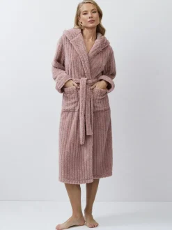 Aruelle Martha Pink Luxury Ribbed Mid-Length Dressing Gown Discount