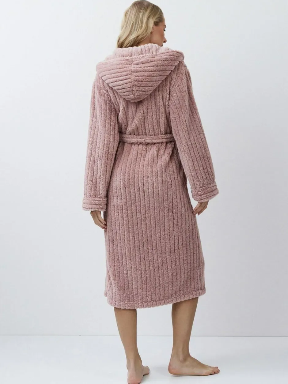 Aruelle Martha Pink Luxury Ribbed Mid-Length Dressing Gown Discount
