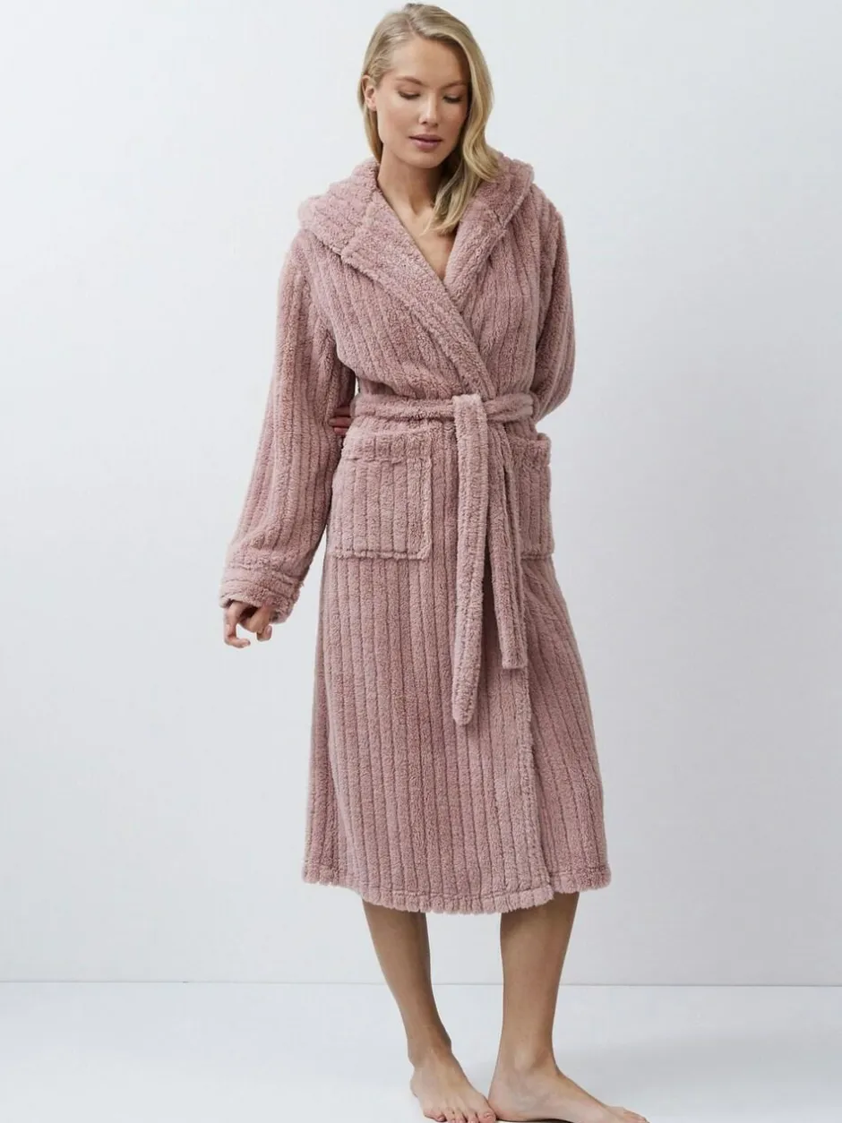 Aruelle Martha Pink Luxury Ribbed Mid-Length Dressing Gown Discount