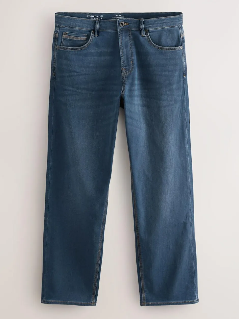 Next Ash Blue Relaxed Fit Comfort Stretch Jeans New