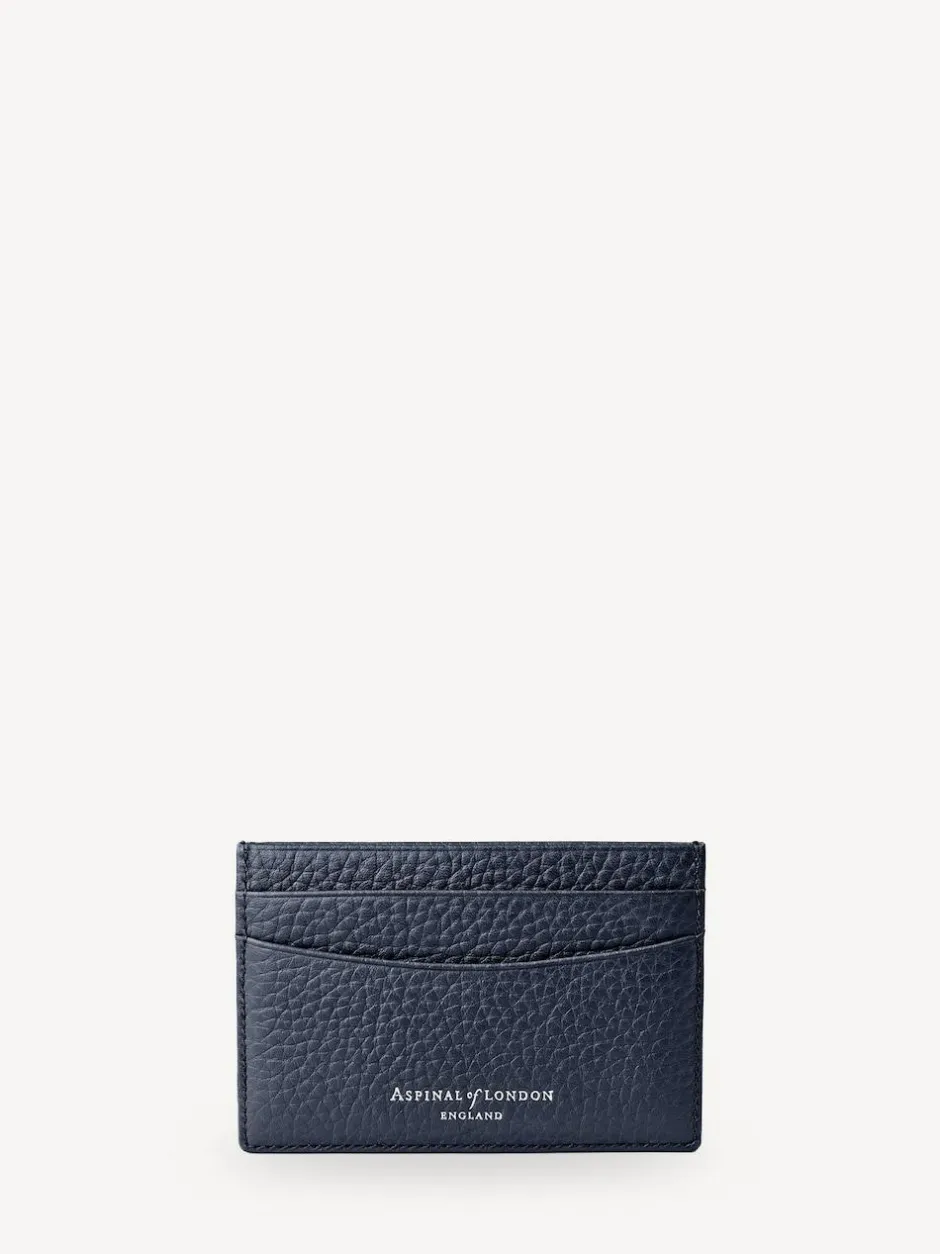 Aspinal of London Slim Credit Card Case Grain Leather Blue Sale