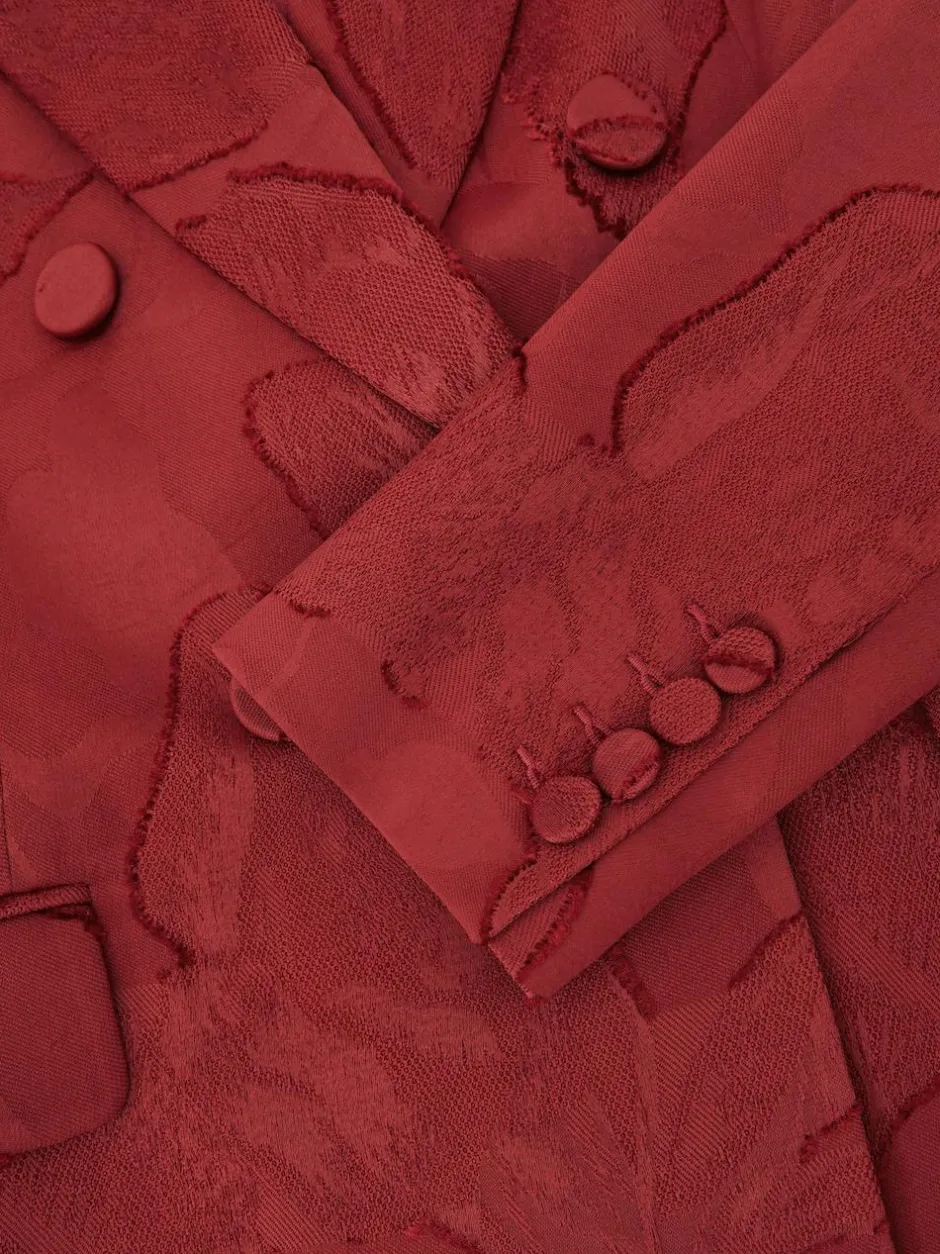 Reiss Atelier Red Ottelie Atelier Jacquard Double-Breasted Blazer Hot