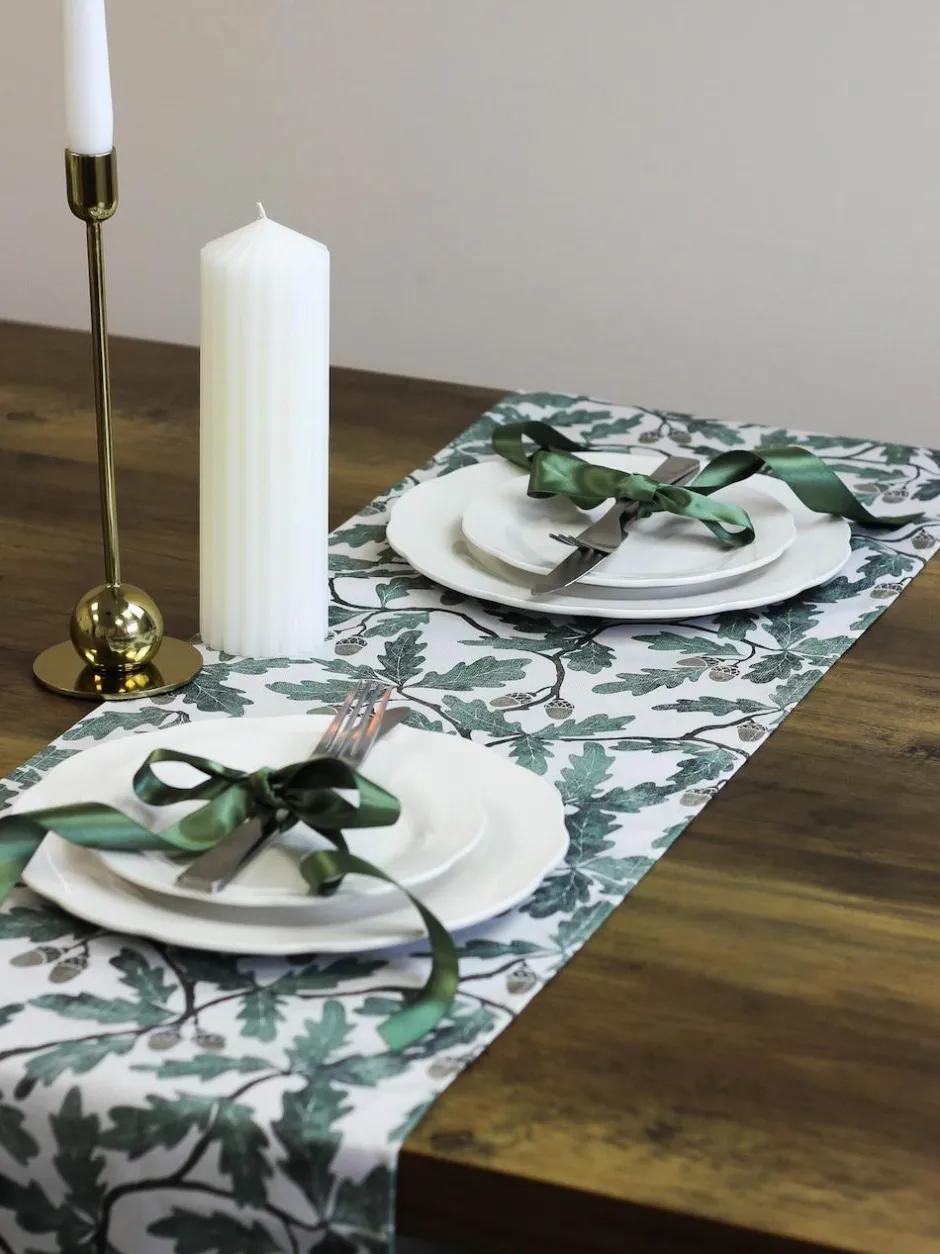 Avalon Home Green Oak 100% Cotton Table Runner Online