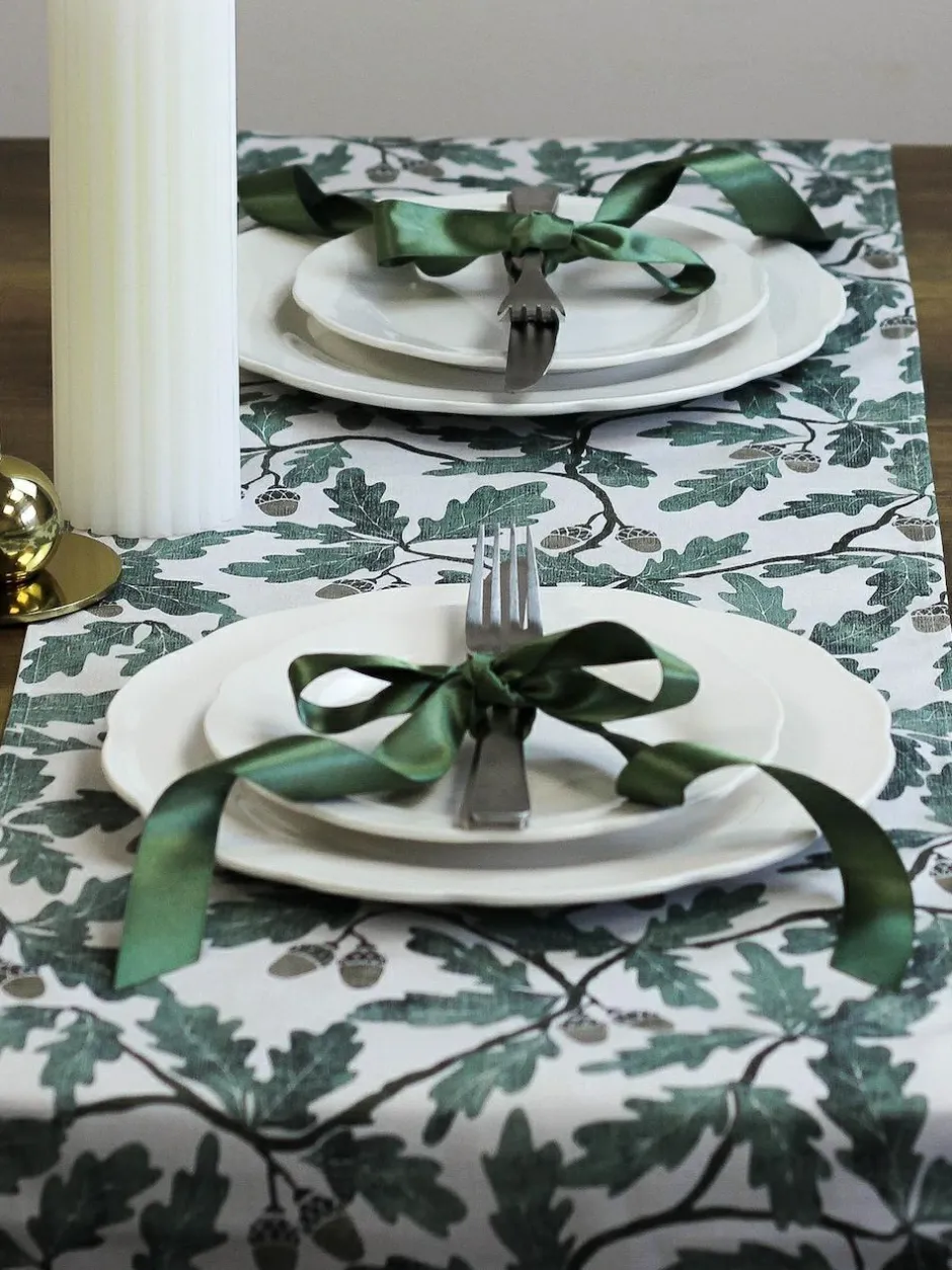Avalon Home Green Oak 100% Cotton Table Runner Online