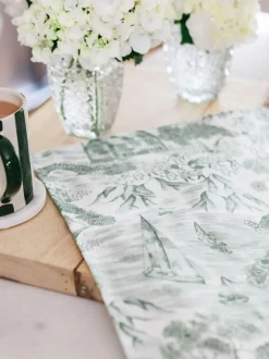 Avalon Home Set of 2 Green Lake District Toile Napkins New