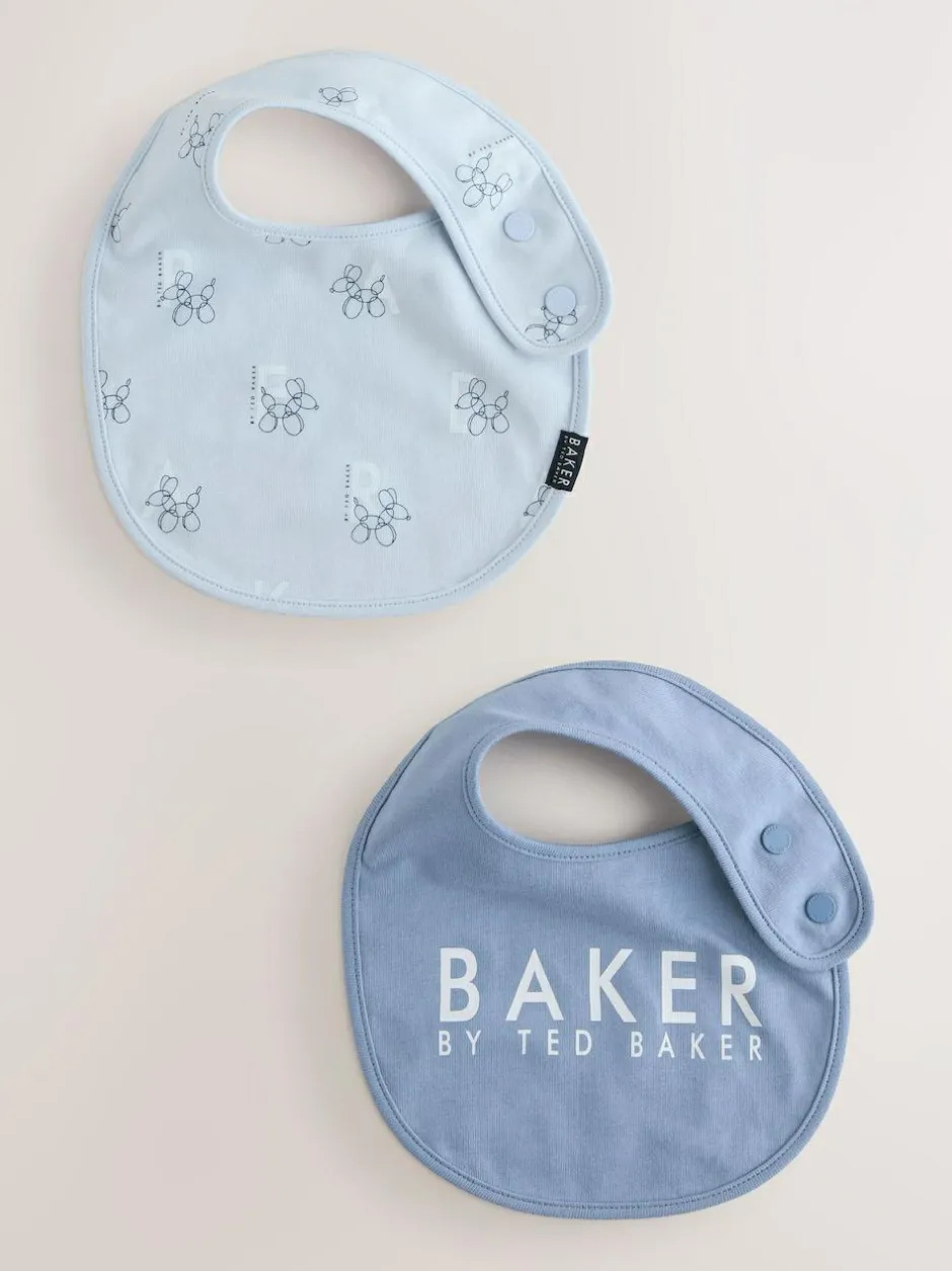 Baker by Ted Baker 2 Pack Blue Baby Bibs Clearance
