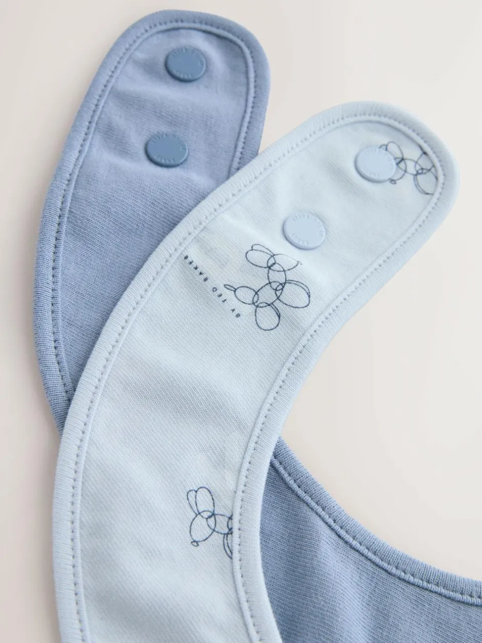 Baker by Ted Baker 2 Pack Blue Baby Bibs Clearance