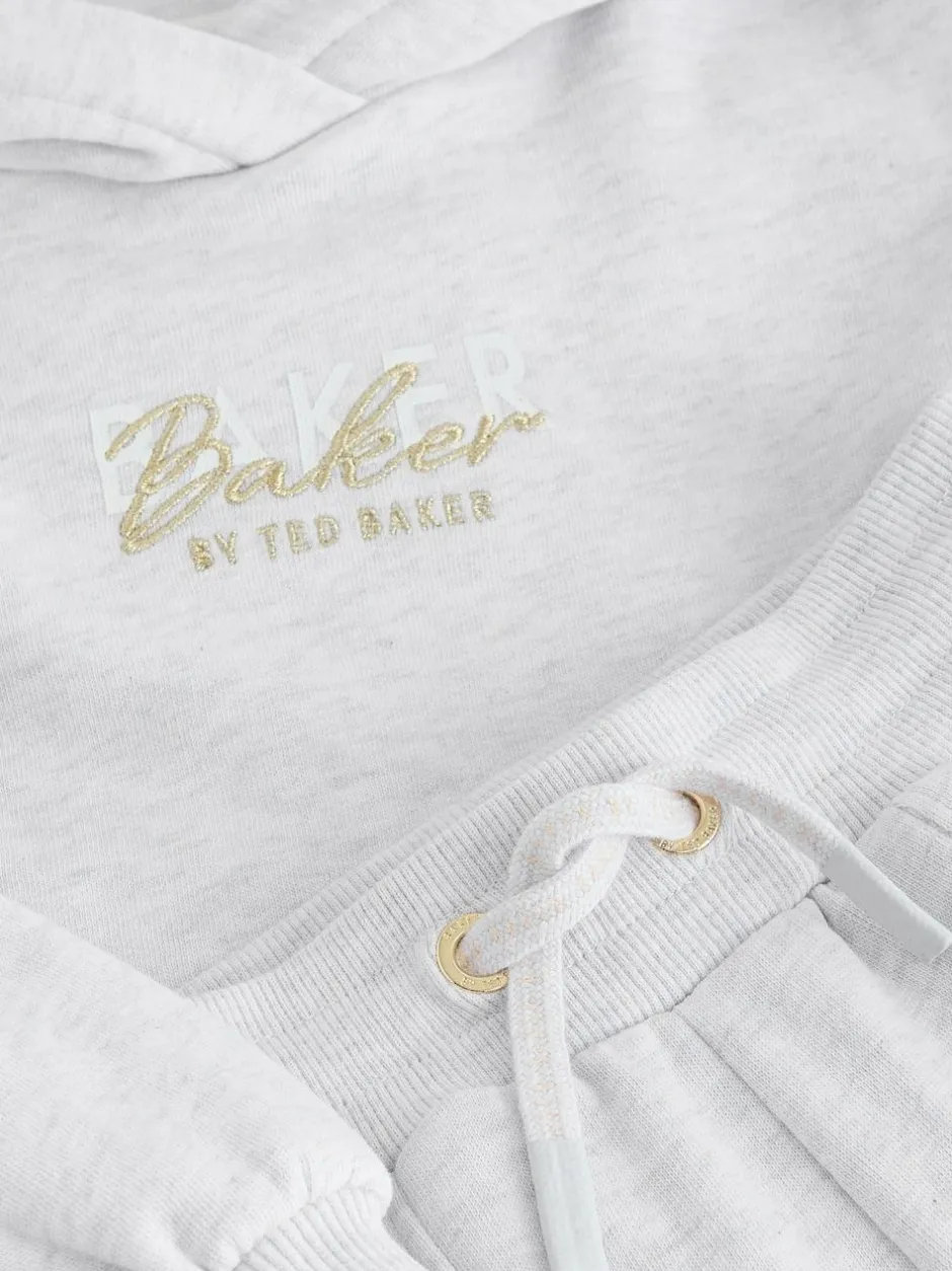 Baker by Ted Baker 2 Piece Grey Marl Graphic Hoodie & Cargo Joggers Set New