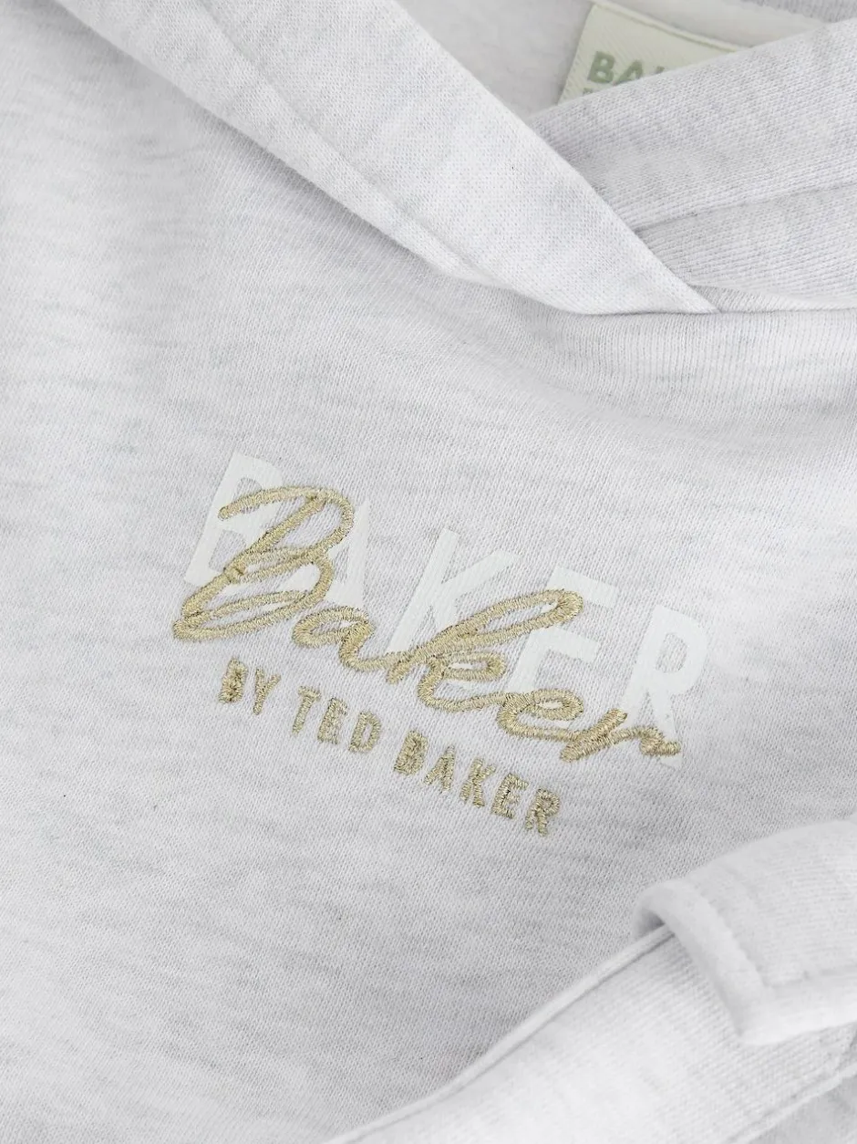 Baker by Ted Baker 2 Piece Grey Marl Graphic Hoodie & Cargo Joggers Set New