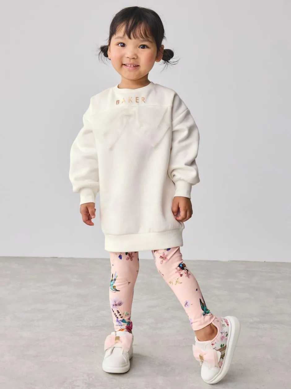 Baker by Ted Baker 2 Piece Longline Bow Sweat and Floral Leggings Set Pink Outlet
