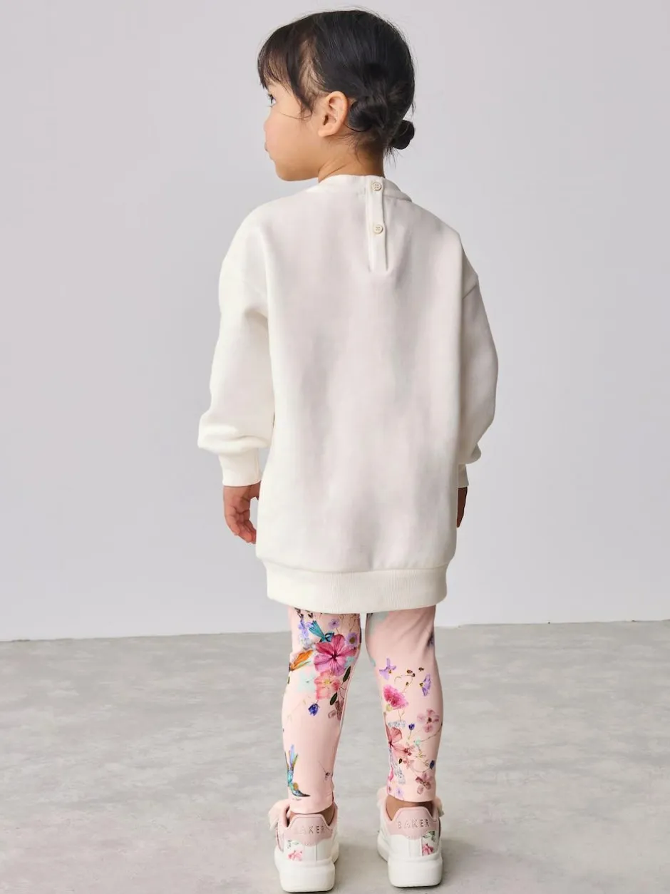 Baker by Ted Baker 2 Piece Longline Bow Sweat and Floral Leggings Set Pink Outlet