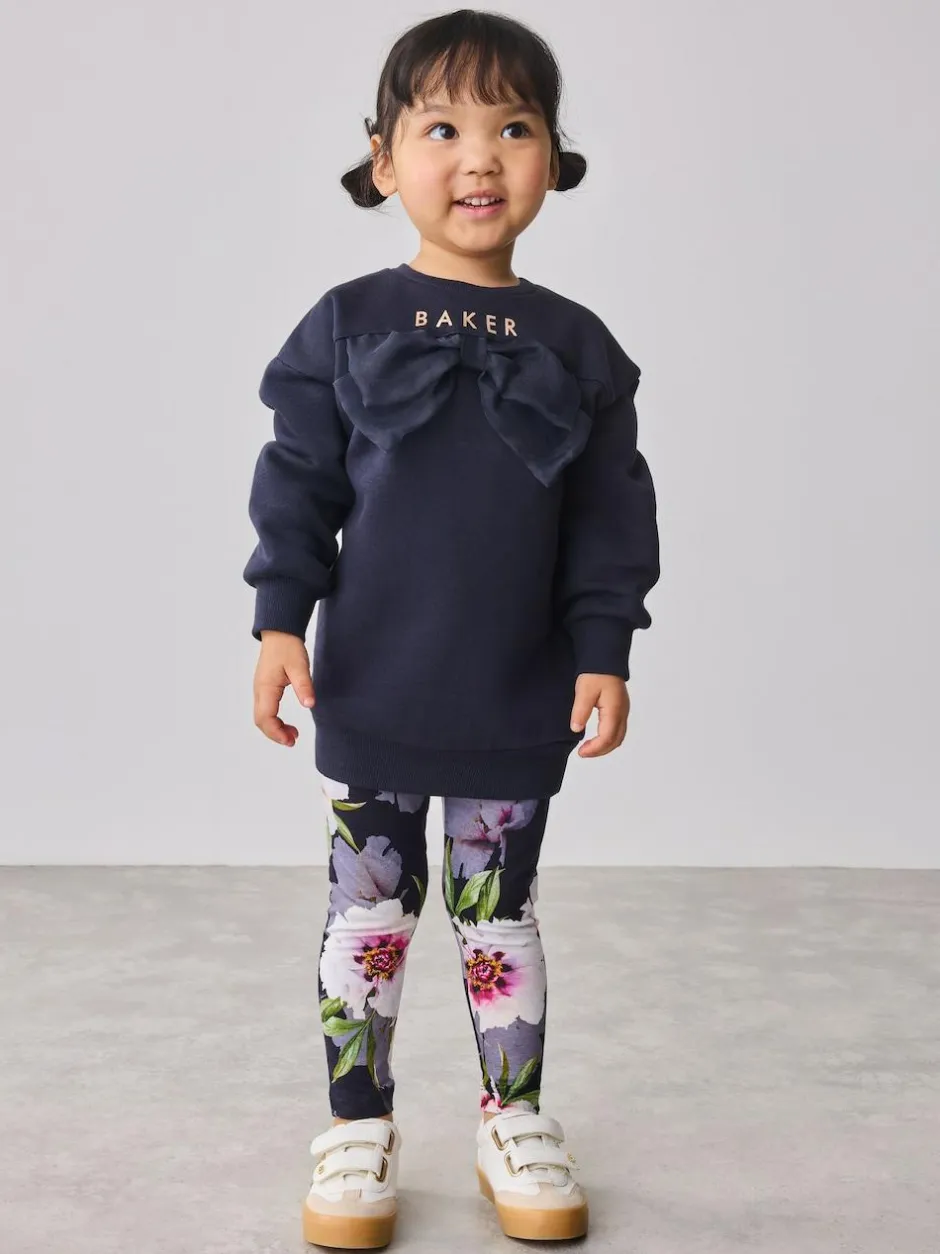 Baker by Ted Baker 2 Piece Longline Bow Sweat and Floral Leggings Set Navy Best