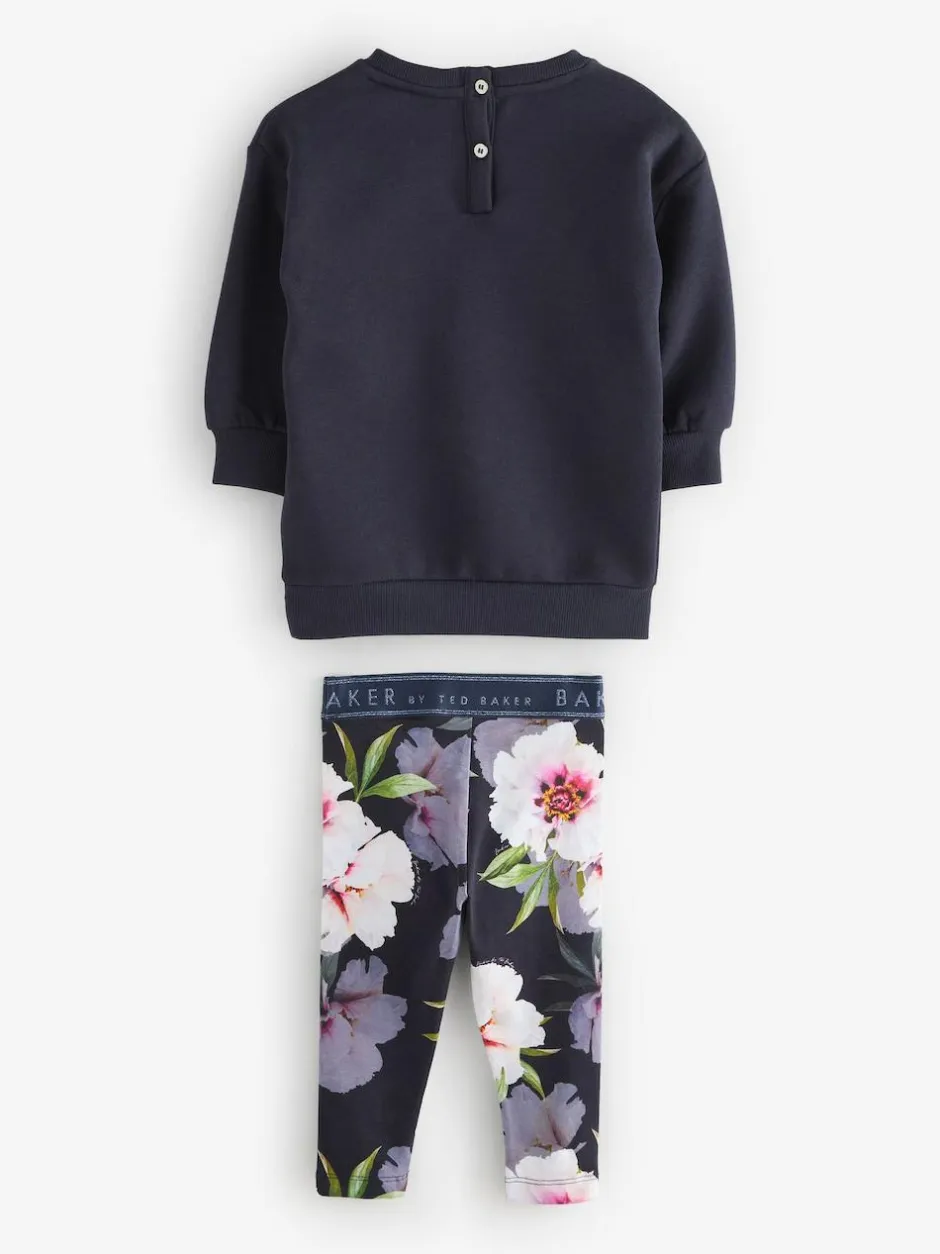 Baker by Ted Baker 2 Piece Longline Bow Sweat and Floral Leggings Set Navy Best