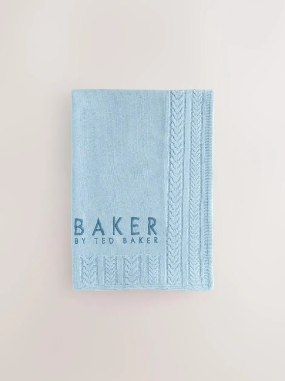 Baker by Ted Baker Baby Boys Blue Cable Knitted Blanket Discount