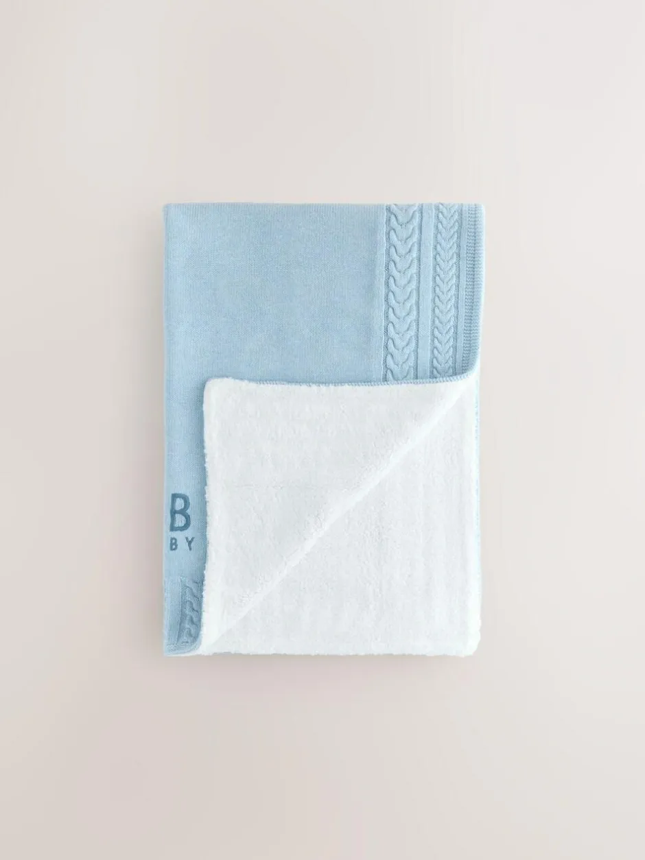 Baker by Ted Baker Baby Boys Blue Cable Knitted Blanket Discount