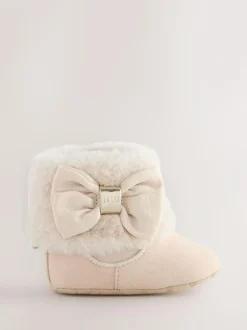 Baker by Ted Baker Baby Girls Faux Fur Trim Padders Boots Bone New