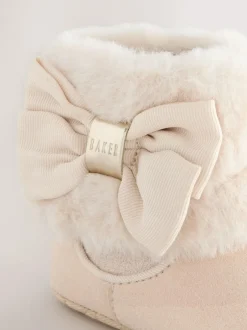 Baker by Ted Baker Baby Girls Faux Fur Trim Padders Boots Bone New