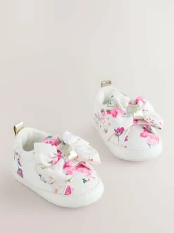 Baker by Ted Baker Baby Girls Organza Bow Padders Trainers White Floral Discount