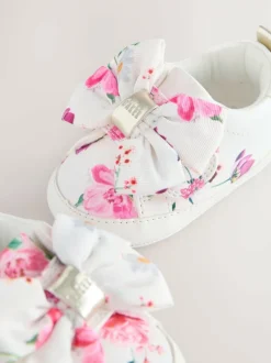 Baker by Ted Baker Baby Girls Organza Bow Padders Trainers White Floral Discount