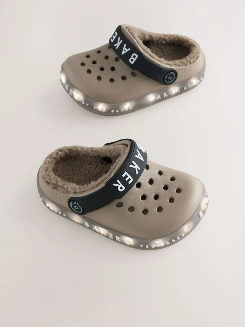 Baker by Ted Baker Borg Lined Clog Slippers Stone Clearance