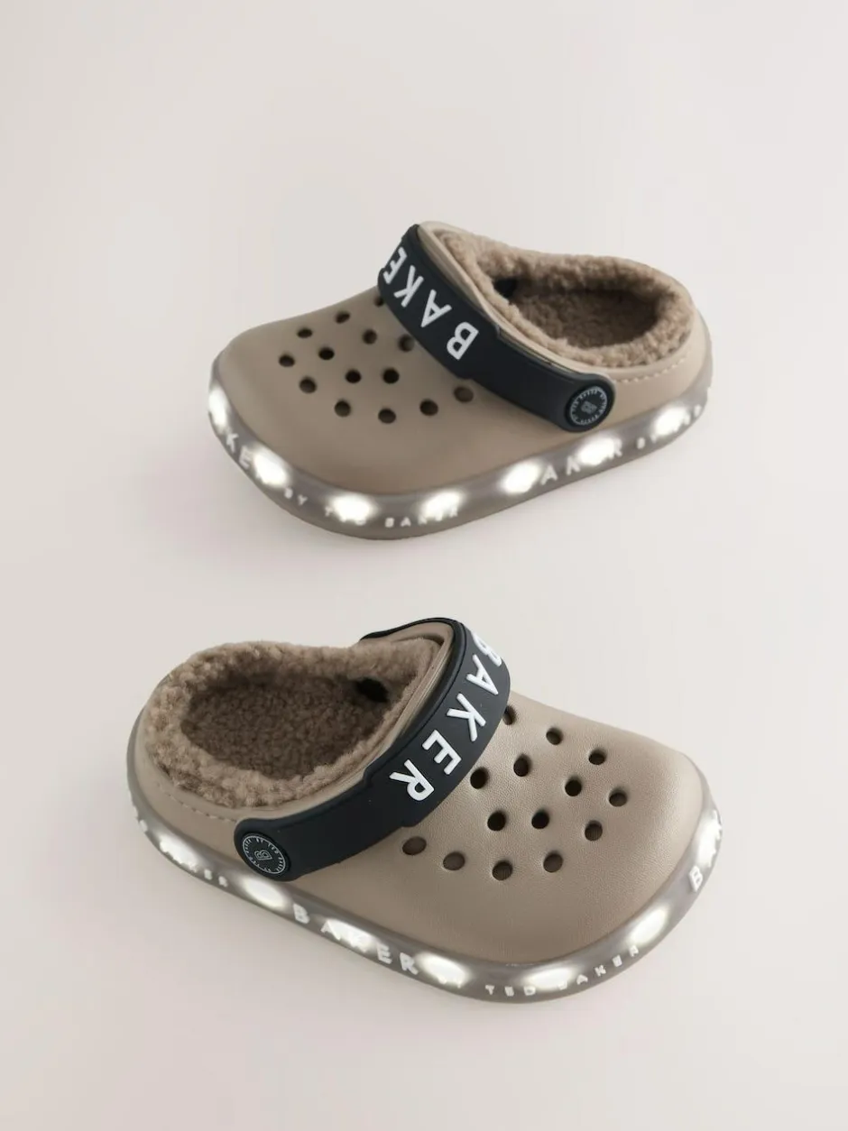 Baker by Ted Baker Borg Lined Clog Slippers Stone Clearance