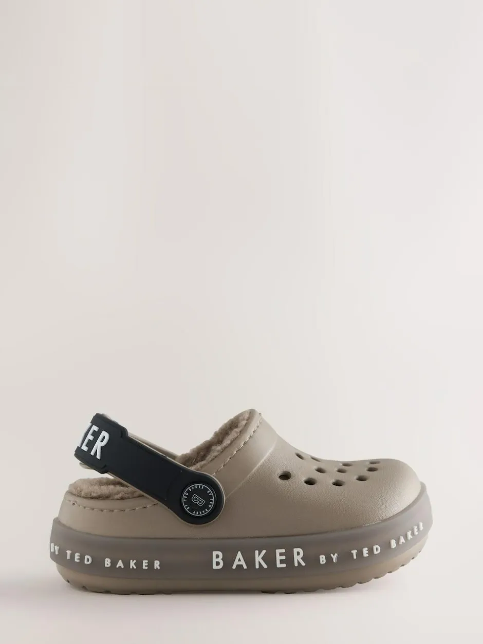 Baker by Ted Baker Borg Lined Clog Slippers Stone Clearance