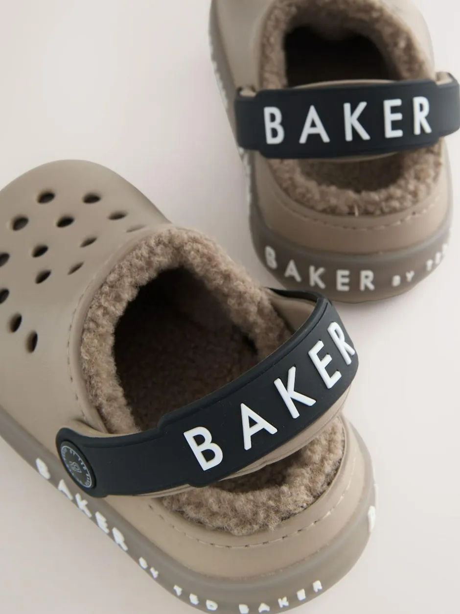 Baker by Ted Baker Borg Lined Clog Slippers Stone Clearance