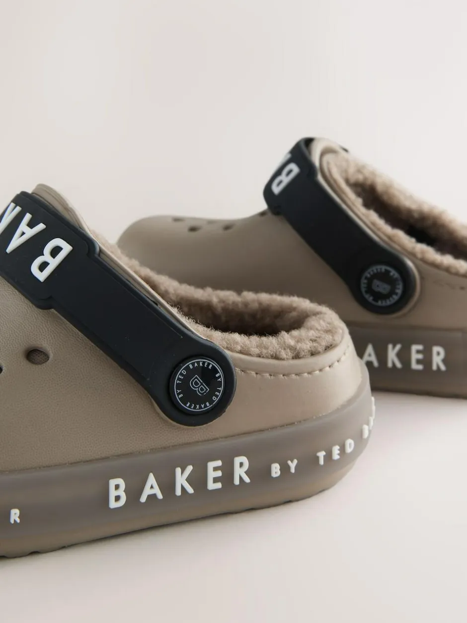 Baker by Ted Baker Borg Lined Clog Slippers Stone Clearance