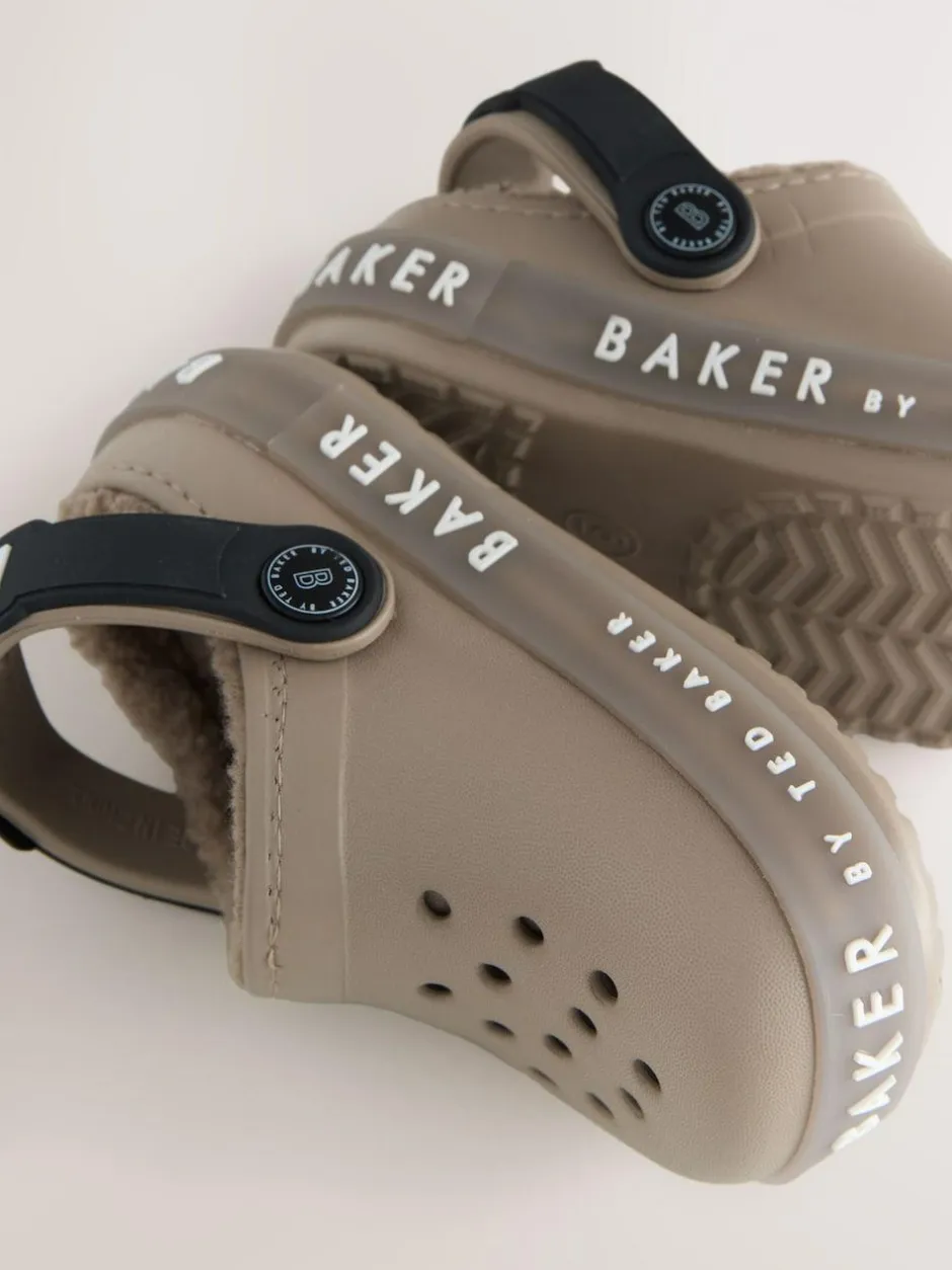 Baker by Ted Baker Borg Lined Clog Slippers Stone Clearance