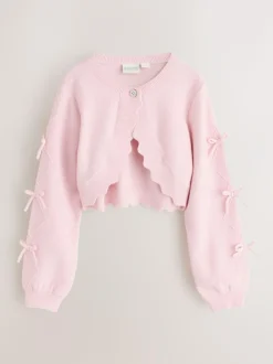 Baker by Ted Baker Bow Sleeve Scallop Edge Cardigan Pink Online