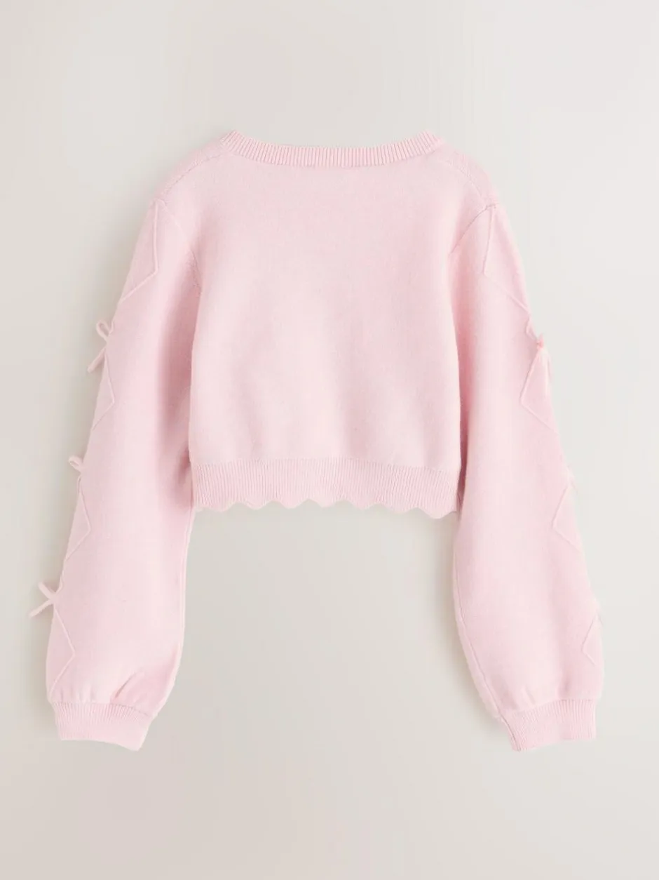 Baker by Ted Baker Bow Sleeve Scallop Edge Cardigan Pink Online