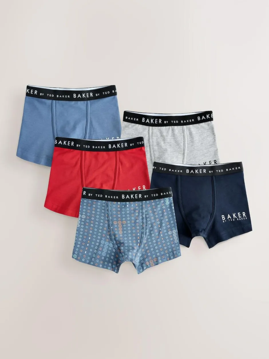 Baker by Ted Baker Boys Boxers 5 Pack Red Discount