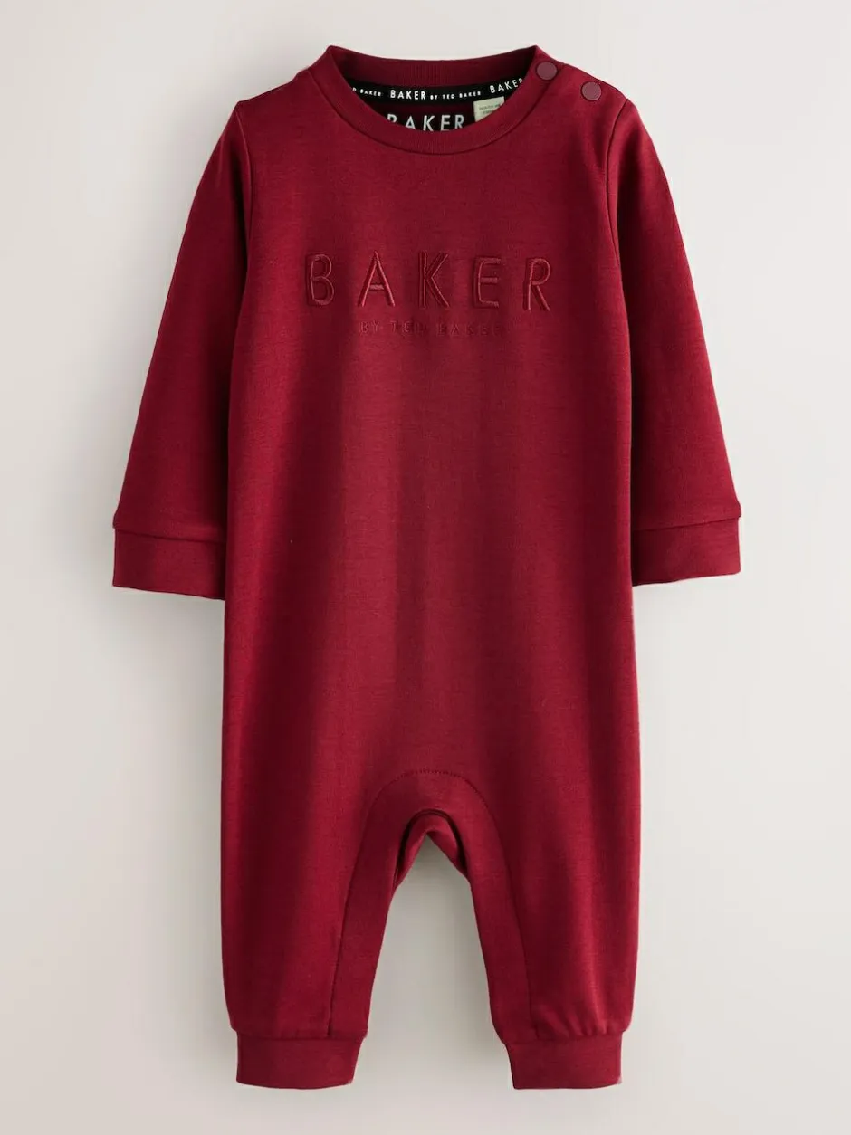 Baker by Ted Baker Burgundy Red/Grey Romper and Reversible Hat Hot