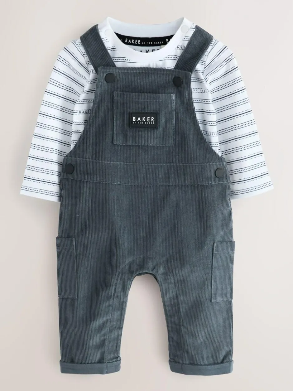 Baker by Ted Baker Charcoal Grey Cord Dungarees Set Clearance