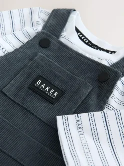 Baker by Ted Baker Charcoal Grey Cord Dungarees Set Clearance