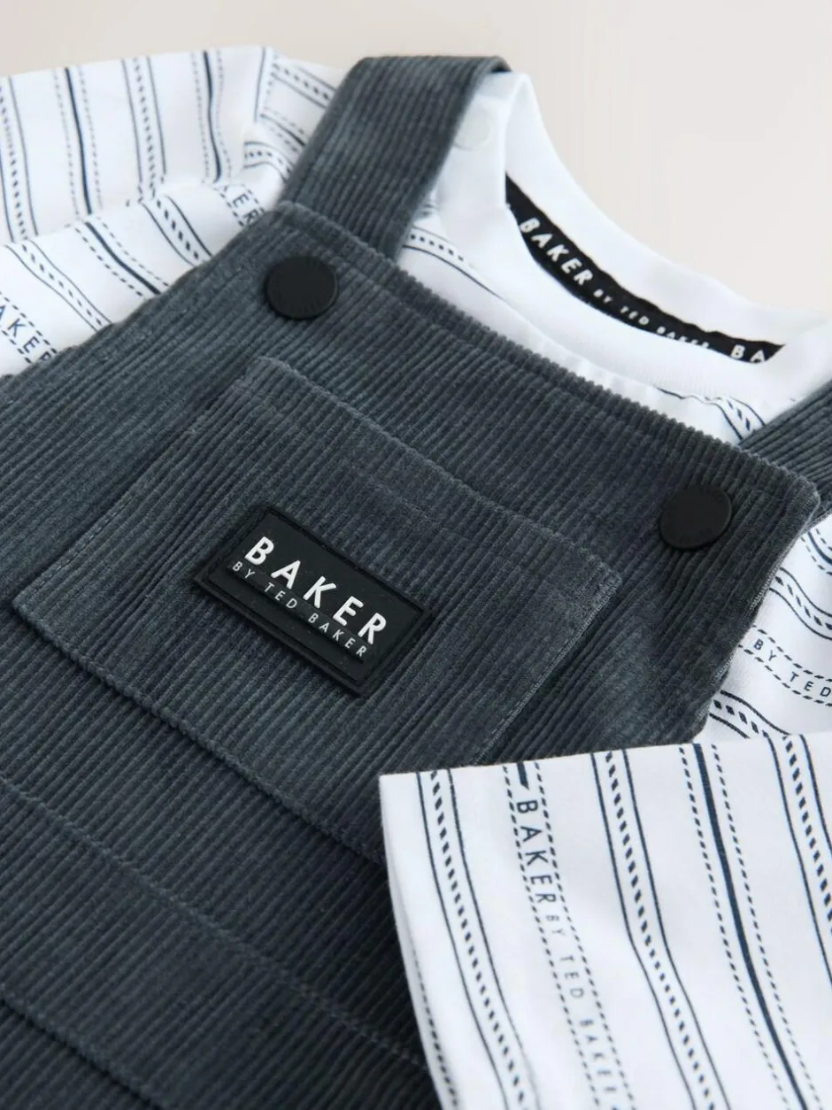 Baker by Ted Baker Charcoal Grey Cord Dungarees Set Clearance