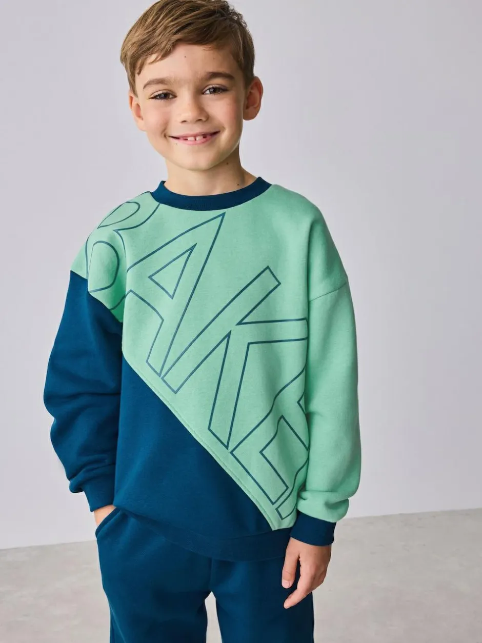 Baker by Ted Baker Colourblock Sweat Top and Joggers Set Green Outlet
