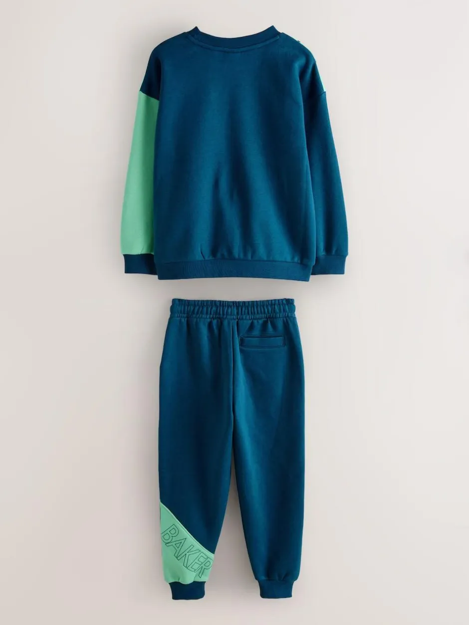 Baker by Ted Baker Colourblock Sweat Top and Joggers Set Green Outlet