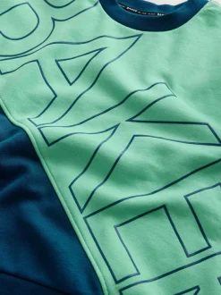 Baker by Ted Baker Colourblock Sweat Top and Joggers Set Green Outlet
