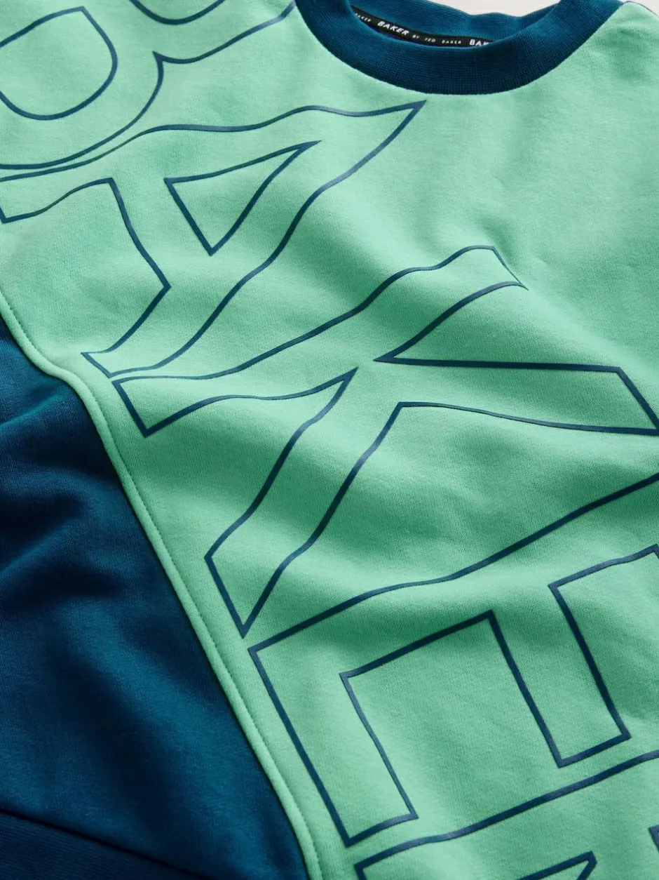 Baker by Ted Baker Colourblock Sweat Top and Joggers Set Green Outlet