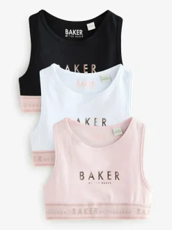 Baker by Ted Baker Crop Tops 3 Pack Pink/Black/White Clearance