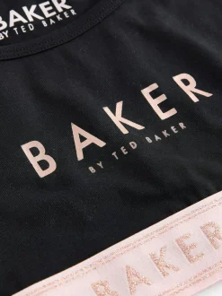 Baker by Ted Baker Crop Tops 3 Pack Pink/Black/White Clearance