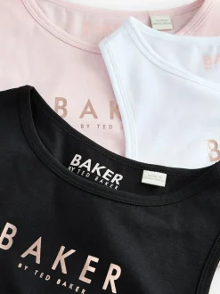 Baker by Ted Baker Crop Tops 3 Pack Pink/Black/White Clearance