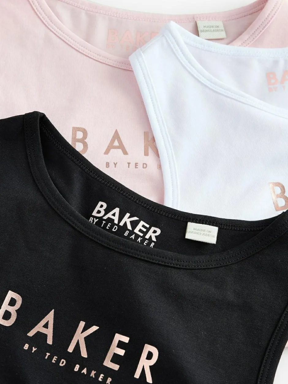 Baker by Ted Baker Crop Tops 3 Pack Pink/Black/White Clearance