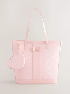 Baker by Ted Baker Embossed PU Tote Bag Pink New