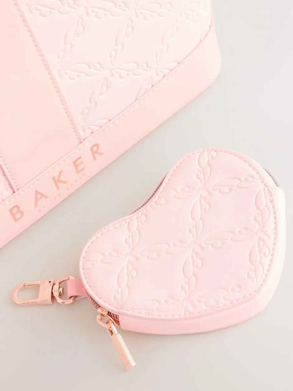 Baker by Ted Baker Embossed PU Tote Bag Pink New