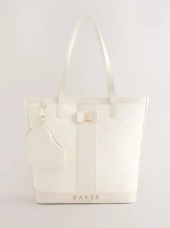 Baker by Ted Baker Embossed PU Tote Bag Bone Discount
