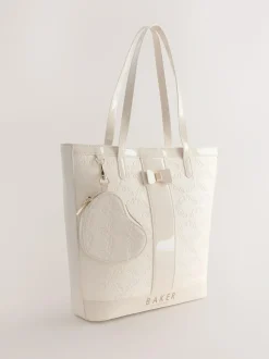 Baker by Ted Baker Embossed PU Tote Bag Bone Discount